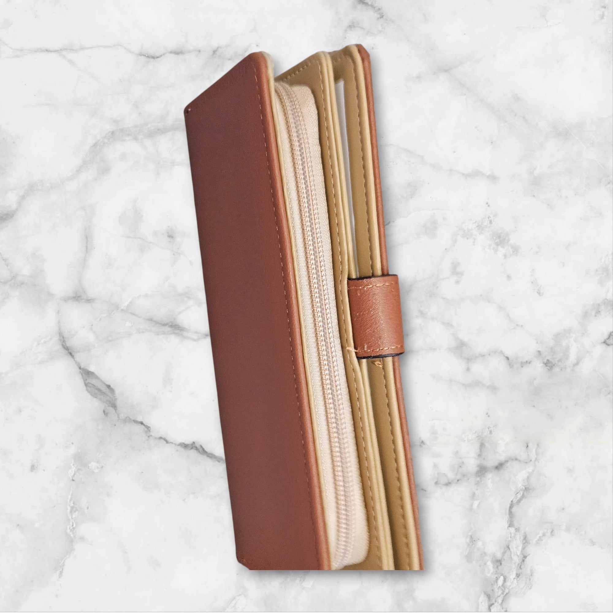 Women's Long Leaf Bifold Wallet Leather Card Holder Purse Zipper