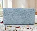 Long Wallet for Woman with Flower Patterns, Fashion Clutch Women Wallet for Travelling, Dating, Shopping, light blue, 7.4 x 3.9 x 0.9 inches