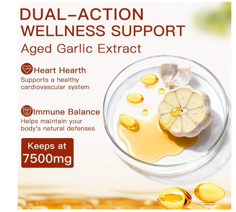 Odorless Aged Garlic Extract 7500mg - 300 Softgels | GMO Free | Gluten Free | Lab Tested